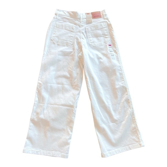 LEVI’S Mile High Wide Leg Cropped Button Fly White Jeans Size 29 NEW - Picture 4 of 9